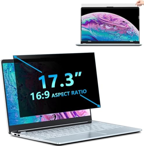 STARY Brise-vue 17,3 pouces - Rapport d'aspect 16:9 - Anti-lumière bleue - Filtre de confidentialité amovible - Compatible avec Lenovo/HP/Dell/Acer/Samsung/Asus/Toshiba