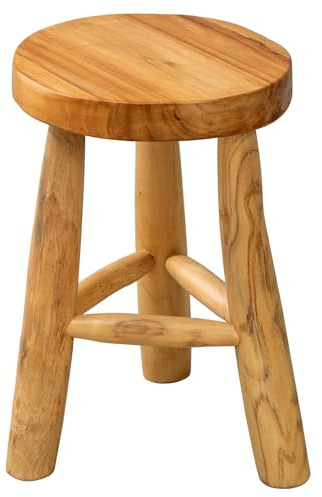 Riess Ambiente Hocker Bali 30cm - Natur - lackiertes Teakholz | Montiert geliefert, individuelles Unikat, vielseitig einsetzbar, für viele Wohnstile, als Beistelltisch nutzbar