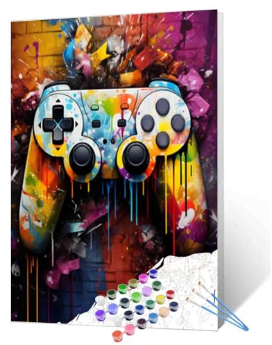 Walarky Paint by Numbers for Adults Beginners Graffiti Art Picture Gift Oil Painting Kit on Canvas with Brushes Acrylic Pigment Digital Painting for Home Wall Decor 16x20 Inch (Frameless)