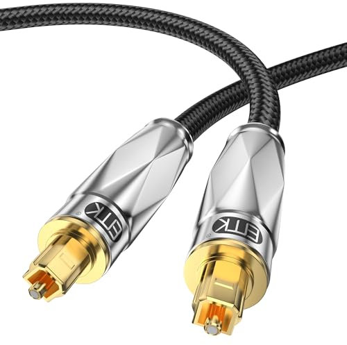 EMK Optisches Audiokabel Optical Audio Cable Toslink Spdif Kabel Lichtleiterkabel Digital Audio Out Kabel für Stereoanlage, Soundbar, Heimkino, PS4(8Meter)