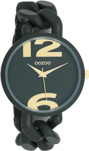 Oozoo - Timepieces Damen Uhr Waldgrün | Armbanduhr Damen mit Kunststoffarmband | Moderne Uhr für Frauen - Edle Analog Damenuhr in rund C11269 (40mm)