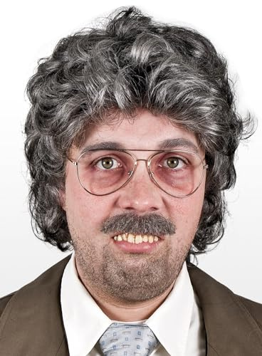 Graue Locken Perücke Reporter - Kostüm-Zubehör Karneval, Halloween & Motto-Party