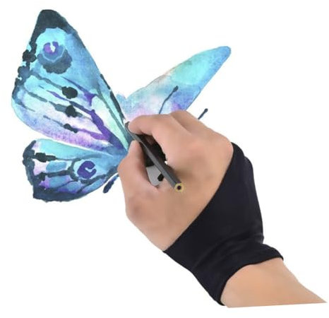 Operitacx 2stücke Pack Zwei-finger-zeichenhandschuhe Für Tablet Grafiktablett Stiftdisplay Malen Skizzieren Aus Nylon Atmungsaktiv Unisex s Schwarz