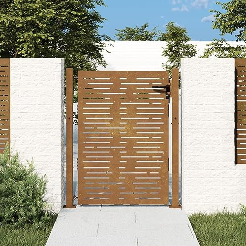 ARKEM Gartentor 105x155 cm Sichtschutz Garten Zauntor GartentüR Sichtschutz Gartentor Cortenstahl Quadratisches Design 153253