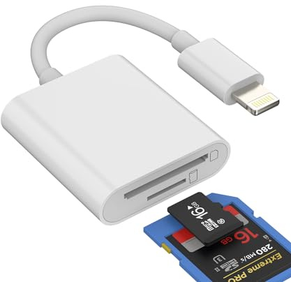 Lecteur de cartes TF Micro SD Adaptateur pour iPhone Lightning Camera Mémoire Compact Photo Photographie Viewer Accessoires pour Apple MFI Certifié 11 12 13 14 Pro Max X 7 8 Plus SE pour iPad Air Mini