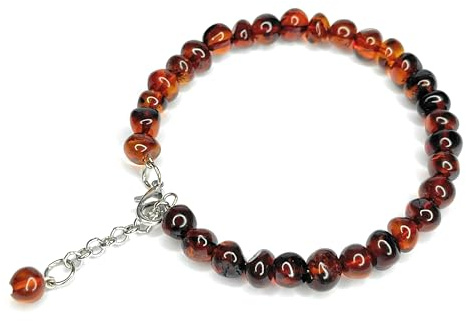 Amber777 Natural Baltic Amber Women's Bracelet.Amber Bracelet for Adults. (Cherry), Normal