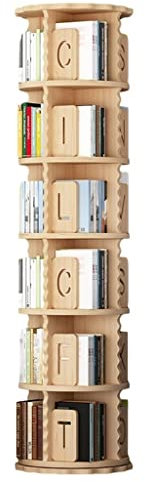 GaRcan Drehbares Bücherregal um 360 Grad, freistehendes, stapelbares Bücherregal aus Massivholz für das Arbeitszimmer im Home Office, im Wohnzimmer (Braun 50 * 191 cm)