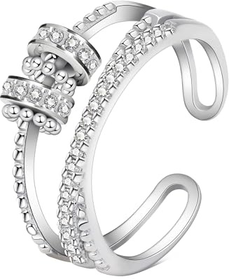 Anello da Donna in Argento Sterling 925, Anello Ispirazionale e di Incoraggiamento per Mamma Figlia per Donne Ragazze Dimensione Pollice Regolabile Anelli di Apertura (Antistress, Regolabile)
