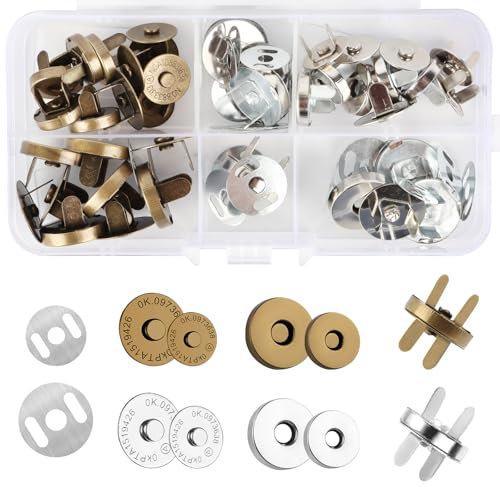 20 Stücke Magnetische Knopf Druckknöpfe, Magnetknöpfe, Magnetische Knöpfe, Magnetische Druckknöpfe, Magnetverschluss Nähen Handwork, für Handtaschen Geldtasche Rucksack Kleidung Handwerk (14mm,18mm)