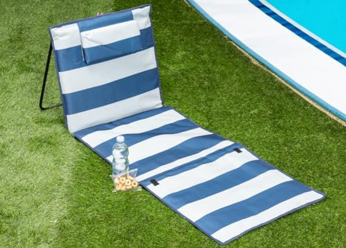 BIANCHERIAWEB Materassino Prendisole Spiaggia da Terra Reclinabile Imbottito Tindari Rigato