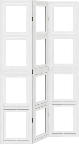 3-teilig Paravent, Sichtschutz klappbar Wall Raumteiler Stehend Trennwand Sichtschutzzaun Sichtschutzwand Raumtrenner Wohnzimmer, Weiß Massivholz Paulownia