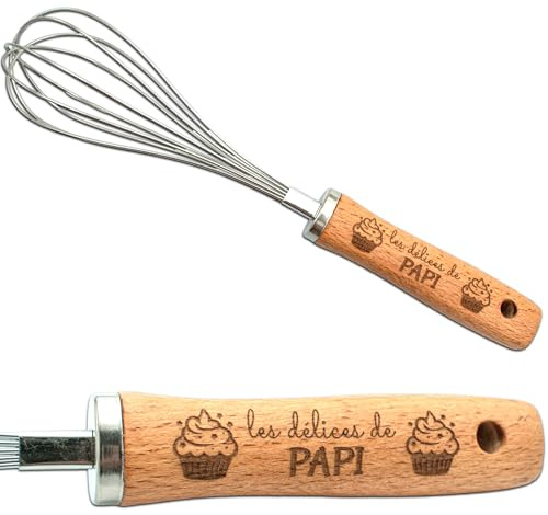 ERNESTINE - Frusta da cucina papi personalizzata - regalo papi personalizzato - regalo festa grandi padri - frusta cucina acciaio e legno - idea regalo papi - regalo papi unico cucina - idea