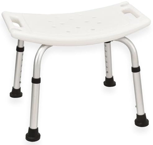 Gisinti Sgabello Doccia Regolabile, Sedia da Bagno Antiscivolo per Anziani e Disabili, Altezza Adattabile, Supporto Sicuro, Modello Comfort, Bianco