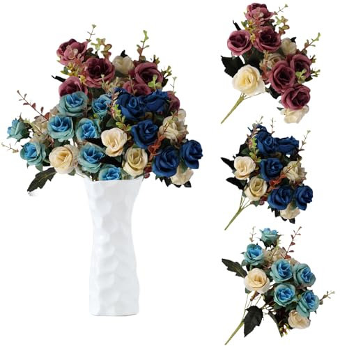 astylishome Fake Flowers 36 PCS Artificial Rose Flower Single Stem Realistic Faux Roses Bouquet for Wedding Bridal Shower Home Garden Office Hotel Table Decorations 1902