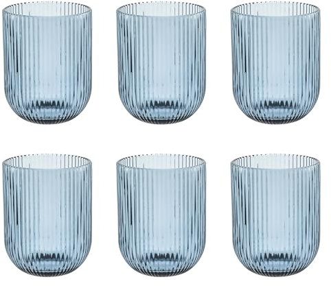 Roses & Tulipani Twisty Lot de 6 verres à eau 260 ml bleu verre