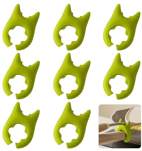LINGJIA 8 Stück Küchen Gadgets, Löffelablage, Löffelhalter, Topfdeckelheber, Kochlöffelhalter, Silikon Topfverschmutzungsschutz, Silikon Küchenutensilien, Topfdeckel Kochhalter, Küchengadgets