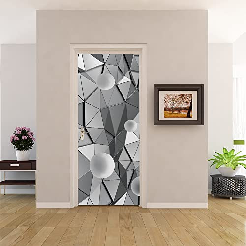 3D Türtapete 70x200 Türaufkleber Selbstklebend Türfolie Poster Fototapete Türbilder Türtattoos Wasserdichte Tür Stickers für Kinderzimmer Wohnzimmer Badezimmer Schwebende Kugeln