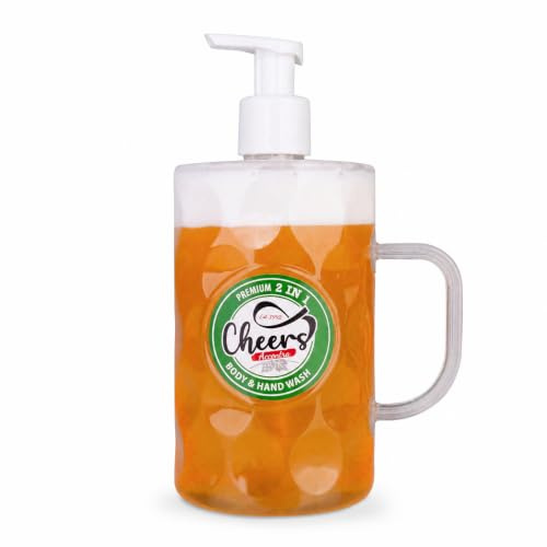 Accentra 2in1 Seifenspender Cheers im Bierkrug Design Duft Birke und Zeder | Handseife plus Körperwaschgel, Schaumpumpe, Bierkrugform mit Griff, Badezimmer Hingucker, Männergeschenk für Pflegealltag