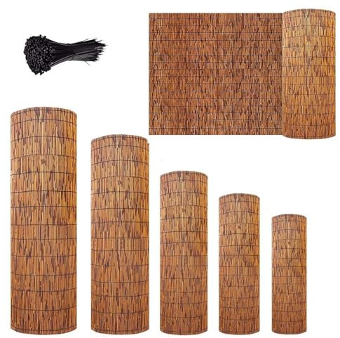 Bliajkswyr Estera De Mimbre Privacidad Natural Rollo De Caña De Bambú para Valla 30 50 80 100 120 150 180 200 300 500 800 1000cm Valla De Madera para Jardín Exterior Valla De Bambú Privacidad