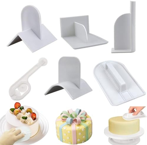 6X Fondant Icing Smoother Polisher Cake Edge Corner Decoration Scraper Tool | Sugarcraft Paddle Trowel DIY Baking Cutter Embosser Kitchen