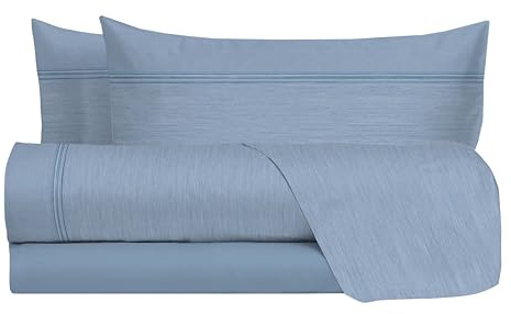 hermet Set Lenzuola Matrimoniali 100% Cotone, Completo Letto Matrimoniale, 2 Piazze Fantasia Effetto Tela, Lenzuolo da Sopra + Lenzuolo da Sotto + 2 Federe