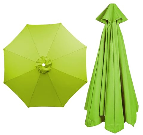 Garden Umbrella Parasol Top Fabric Cover Sunshade Cloth, 6 8 Ribs 200 230 250 280 300 350 CM, Large Patio Umbrella Weatherproof UVAnti, Canopy Replacement Cantilever Parasol Cover(Light-green,3M/8Ribs