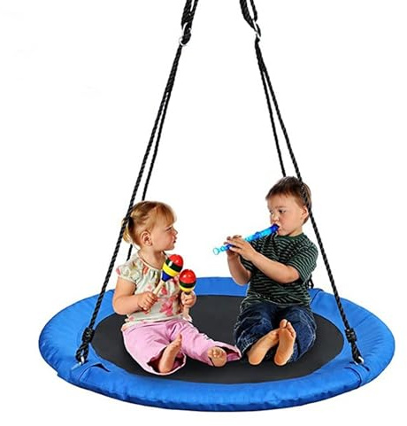 Nest Swing Seat, 100Cm Hanging Tree Swing with Rope Hanging Kit, Large Round Saucer Tree Swing, 150Kg Capacity, 600D Oxford Waterproof, for Kids, Adults Playground, Backyard