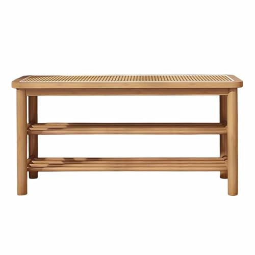 Rattan-Flurbank Holzbank mit Schuhregal Kleine Sitzbank mit Stauraum Esszimmerbank für den Innenbereich Vintage-Bank im Landhausstil für Veranda/Wohnzimmer