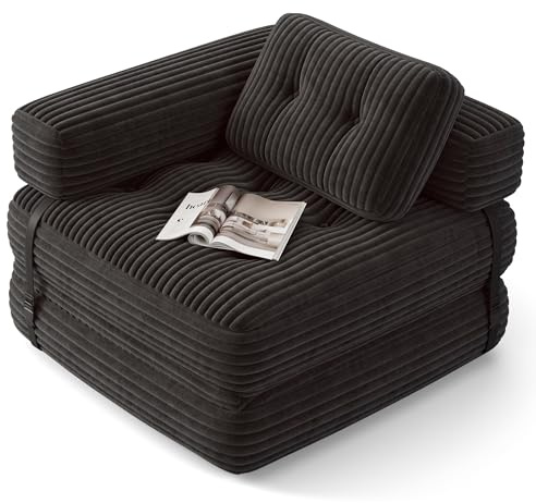 Xbro Divano Letto Singolo Pieghevole 3 in 1 Salvaspazio, Trasformabile in Poltrona e Letto, con Cuscino e Materasso, per Camera da Letto, Soggiorno o Studio, 85x170 cm, Grigio Scuro