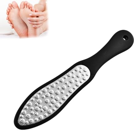 Hsyadazi Upgrade hornhinnetrasp & fotfil av fullt rostfritt stål – dubbelsidiga pedikyrfilar med ergonomiskt handtag, rostfri och portabel för borttagning av förhårdnader och fotvård