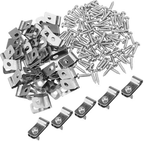 COLLBATH 100 Ensembles Clips de Fixation pour Clôture Agricole Aluminium avec Vis Lot de Pinces Robustes pour Grillage Rigide Fixation et Résistante Corrosion Installation Facile pour