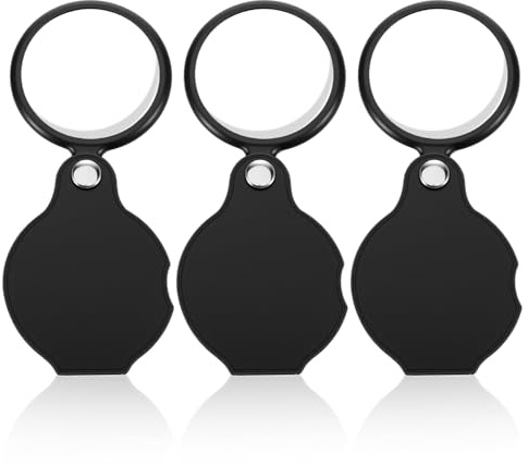 3PCS 10X Small Magnifying Glass for Reading, Mini Folding Pocket Magnifier 2in Anti-Glare Lens Magnifying Glasses with Rotating Protective Sheath for Close Work Seniors Reading Kids Nature Exploration