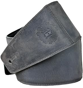 Anthology Gear The Reticent Gitarrengurt aus Vollnarbenleder für E-, Akustik- und Bassgitarren (5,1 cm, gealterter Stahl)