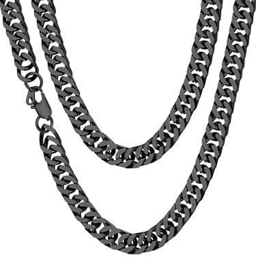 ChainsHouse Panzerkette Herren Damen Halskette Edelstahl Kubanische Kette | 3/5/7/10/13mm，Silber / Gold / Schwarz，Geschenk für Herren