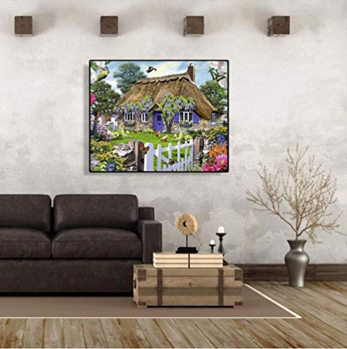 Cuadro artístico al óleo sobre lienzo, pintura por números, Kit de casa de jardín, arte pintado a mano para decoración de dormitorio del hogar 40x50cm