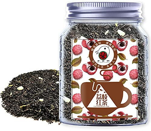 Plant Gift Lychee Black Tea, Hojas sueltas, natural, a granel, sin OGM, sabor a frutas mixtas, té de hierbas, bolsitas de té caliente y helado 60g/2.11oz