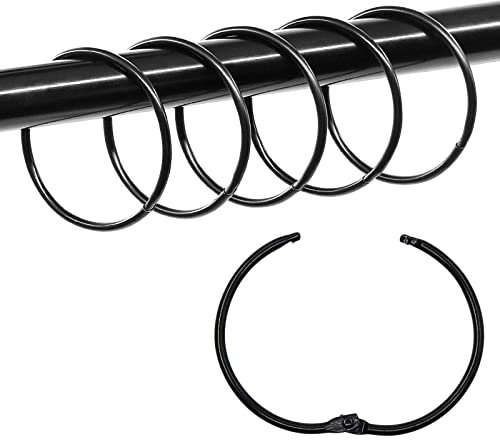 Coideal 36 Stück Duschvorhangringe 50mm Schwarz, Ringe für Duschvorhang Groß Gardinenringe zum öffnen Vorhangringe Metall