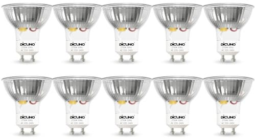 DiCUNO Ampoule LED GU10 5W, Équivalent 50W halogène, 400lm, 2700K Blanc chaud, Angle 120° faisceau large, Non dimmable, 230V, Culot GU10 ampoule à réflecteur, Lot de 10