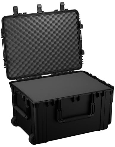 Condition 1 83.8 cm XL Rolling Hard Case Abschließbare Aufbewahrungsbox, IP67 wasserdichte Kunststoffhülle, staubdicht, Schutzgepäck mit anpassbarem Schaumstoff, 83.8x63.5x48.3 cm, Schwarz