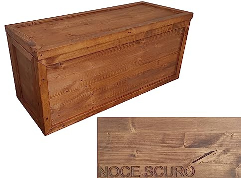 TOTAL WOOD 2012, Arcón de Madera Natural Impregnada, Modelo Samuel, Organizador con Marcos Reforzados para Interiores y Exteriores (150x40x45, Nogal Oscuro)