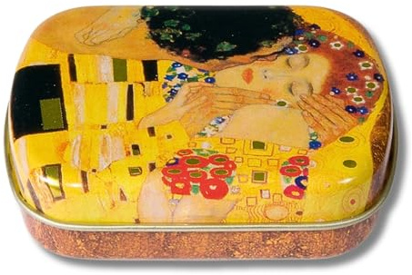 Pillendose, Bonbondose FridolinEdition - Metall - Klimt, Der Kuss - The Kiss - Maße:b/h/t: 6,3 × 1,8 × 5,2 cm