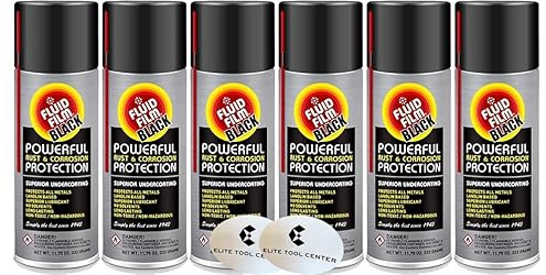 Elite Tool Center 6 Pack Fluid Film AS11B Rust and Corrosion Inhibitor 11.75 Ounce Aerosol Sprays Black; with Stickers