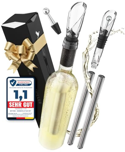 Beyond Weinkühlstab aus Edelstahl mit Ausgießer - Ideales Weinzubehör Geschenk für Weinliebhaber I Weinkühler Set für Weißwein & Rotwein (Sparset mit 2x Weinkühlstäben)