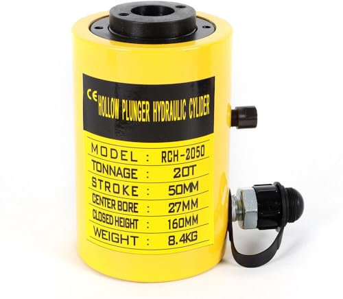 20T Hydraulikzylinder Wagenheber Flach Pneumatischer Jack 2 Ram Stroke Manuelle Ölpumpe Stabile Metallkonstruktion 44000 lbs Ideal für LKW, Traktoren, 50 mm Hub