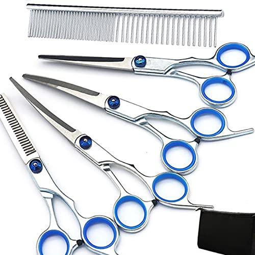 Hundeschere, Hundepflegescheren-Set, Edelstahl, Bequem, Verstellbare Schraube, Professionelle 6-in-1-Pflegeschere f¨¹r Haustiere