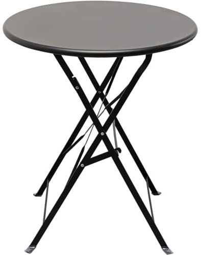 Kare Design Klapptisch Balcony, Schwarz, 60cm Durchmesser, Klappbar, Platzsparend, Runder Outdoor Tisch, Esstisch für Balkon Garten, Terrasse, Gartentisch, Aluminium