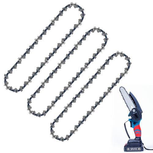 ZOCONE 3Pcs 6 Inch Chainsaw Chains Blade, Small Chain Saw Chains for Cordless Handheld Mini Chainsaws, Low-Kickback Mini Chainsaw Chain Replacement, Chainsaw Blade for Tree Trimming(37 Drive Links)