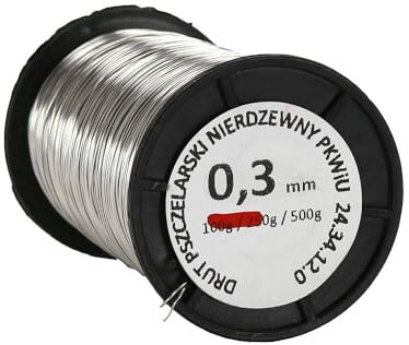 Edelstahldraht für Rähmchen - 0,3 mm - Länge: ca. 850 m - Spule 500 g - Rostfrei - Draht für Bienenstockrahmen - Imkerei - Landwirtschaft - Industrie
