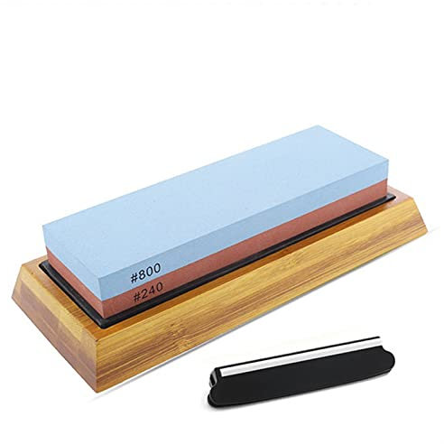 ISCBAFYX Affilacoltelli Whetstone Side Girt Cucina Affilatura Pietra Mola Oilstone Levigatura Strumento 240/600/800/1000/3000/6000 Set (Colore : 240 800 Stand Set)