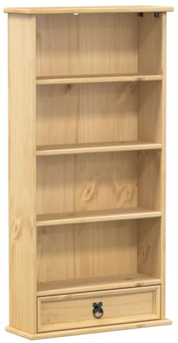 4 Ebenen Standregal Bücherregal DVD Regal freistehendes Büroregal Aufbewahrungsregal Wohnzimmer Regal, 52x17,5x103 cm Massivholz Kiefer